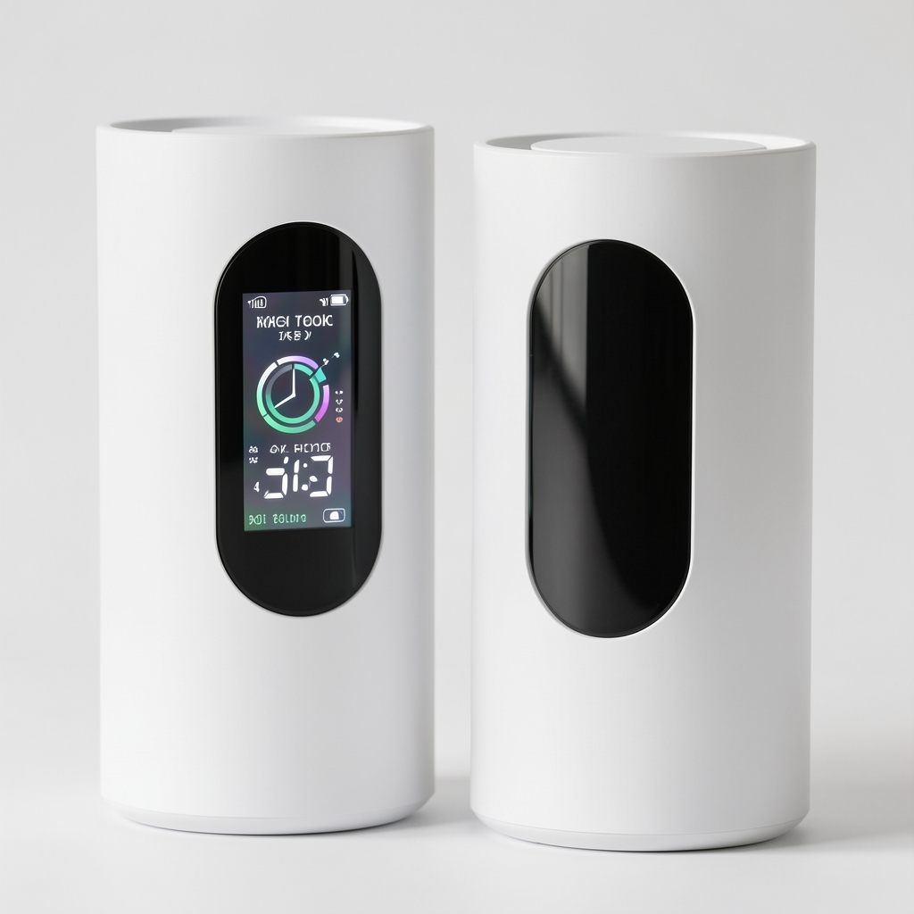 Xiaomi Smart Air Purifier 4 Pro u beloj boji, cilindrični dizajn sa OLED displejem za prikaz kvaliteta vazduha